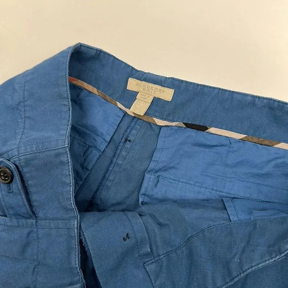 Burberry Brit Shorts Cuffed Knit Woven Woven Cotton Linen Blue Women's US Size 8 - Picture 9 of 10